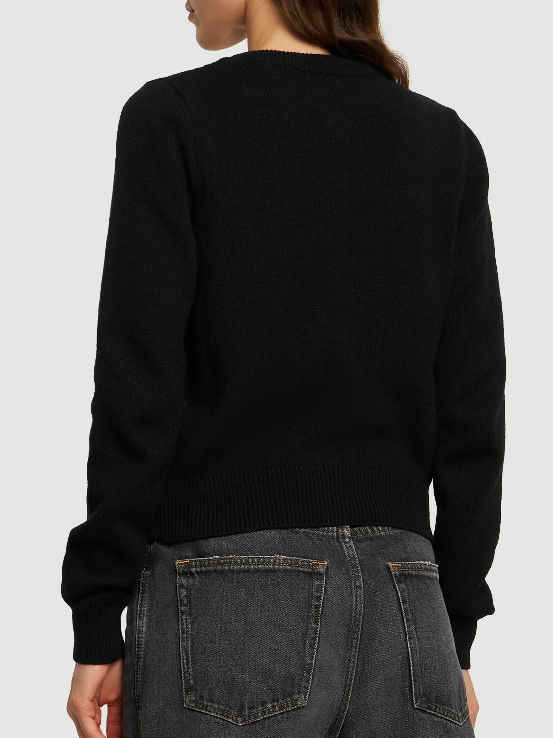 PALM ANGELS Classic Logo Fitted Wool Blend Cardigan