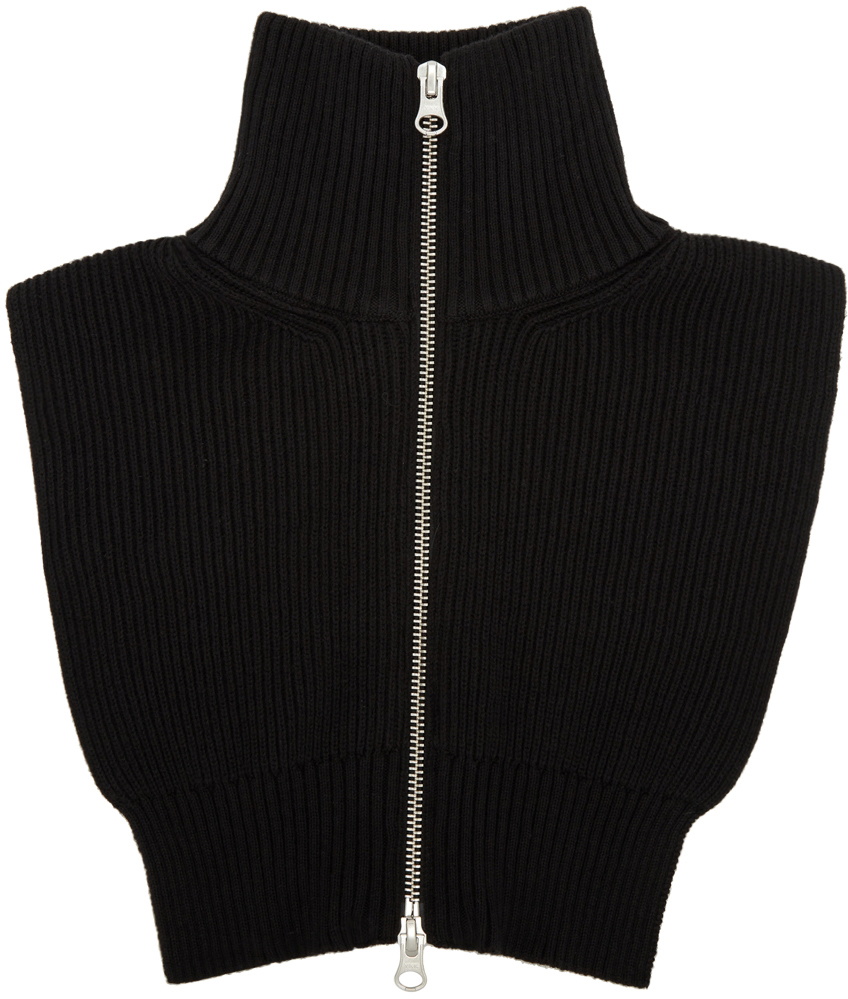 MM6 Maison Margiela Black Rib Knit Turtleneck Scarf MM6 Maison