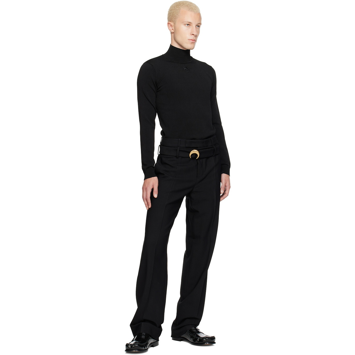 Marine Serre Black Moon Logo Knit Turtleneck