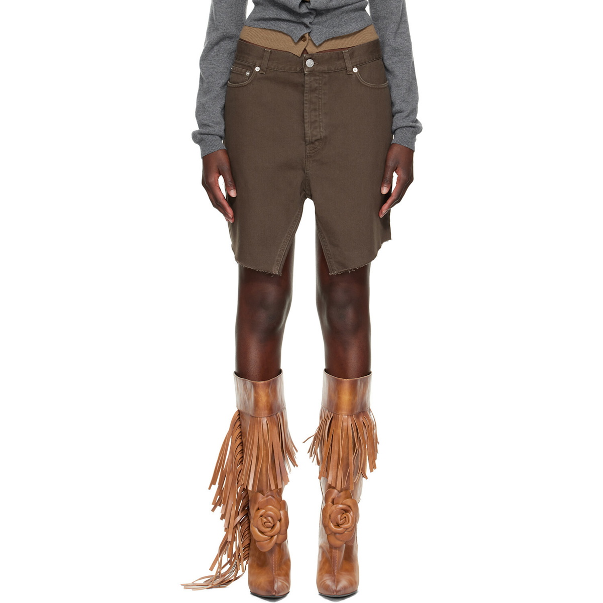 August Barron Brown Display Denim Skirt