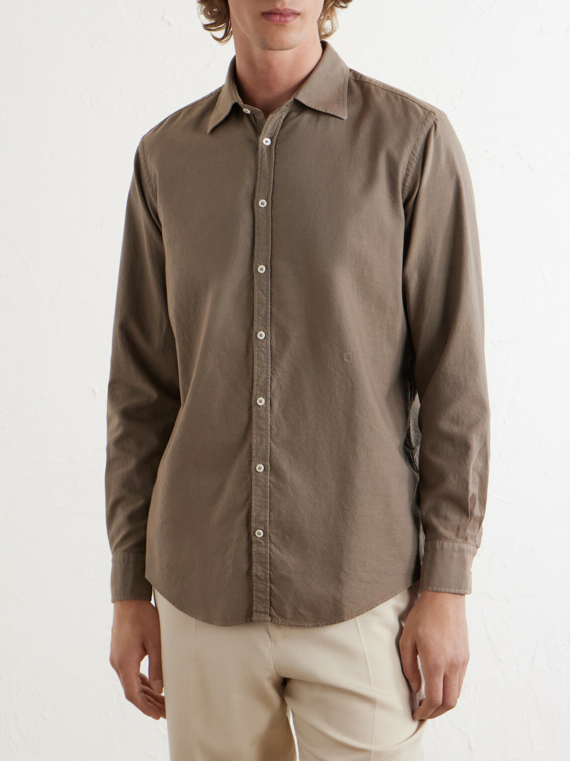Massimo Alba - Genova Cotton-Chambray Shirt - Brown