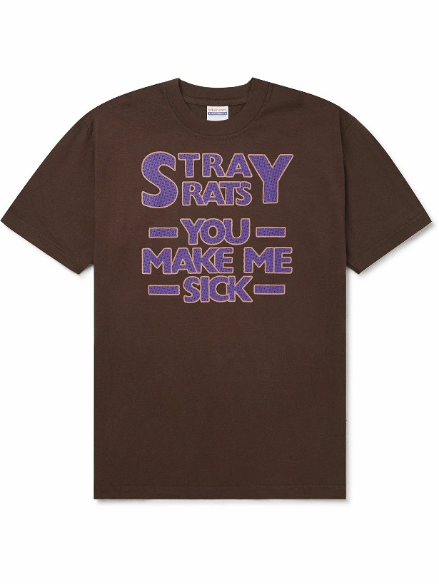 Photo: Stray Rats - You Make Me Sick Logo-Print Cotton-Jersey T-Shirt - Brown