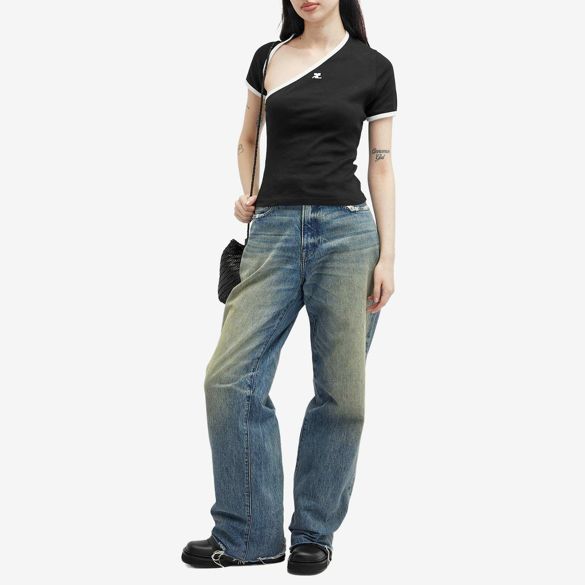 Courrèges Women's Slash Contrast T-Shirt in Black/Heritage