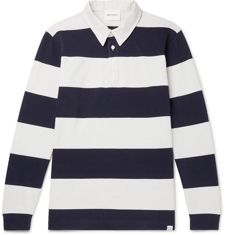 Photo: Norse Projects - Ruben Twill-Trimmed Striped Cotton-Jersey Polo Shirt - Men - Off-white