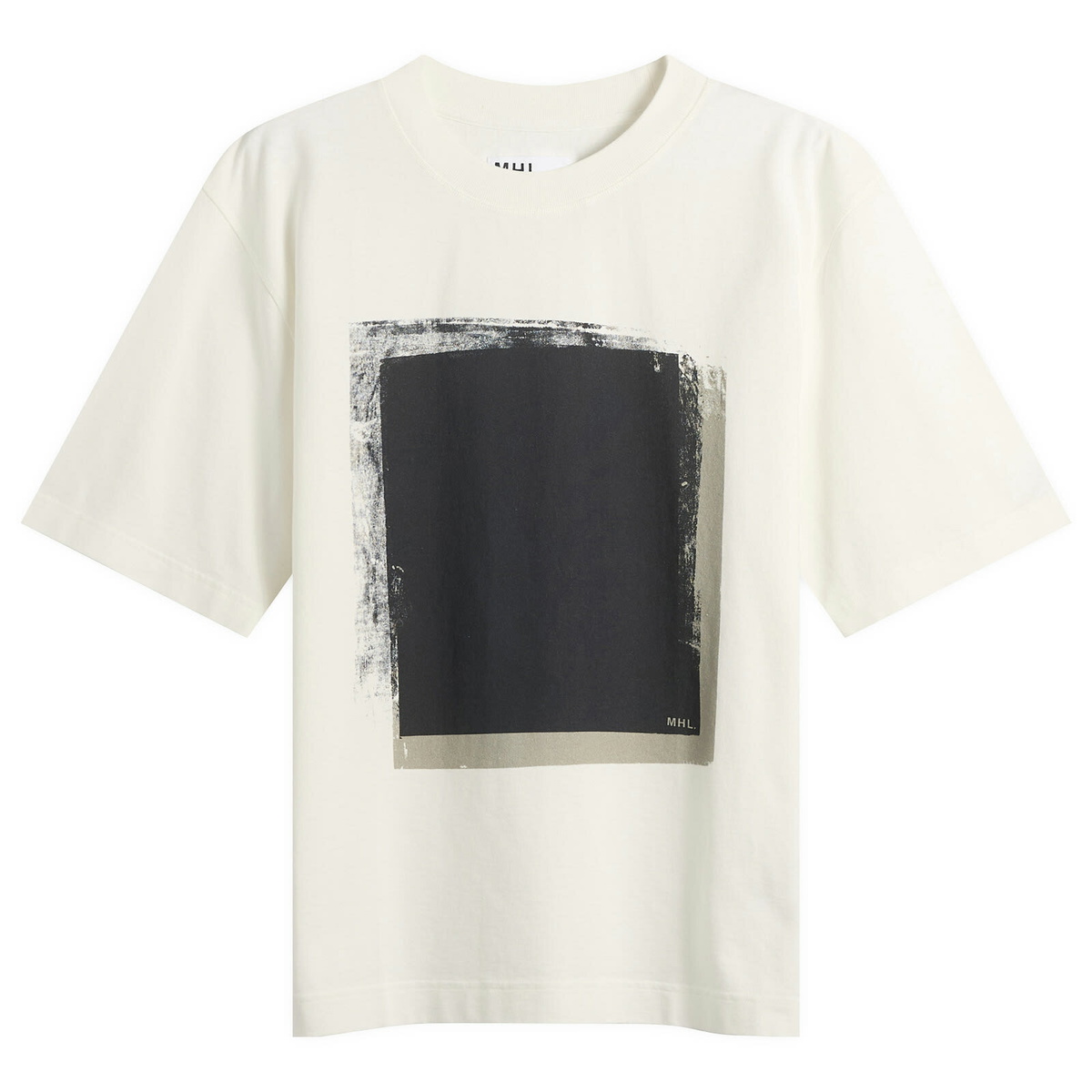 MHL by Margaret Howell Men's Block Print T-Shirt in Off White