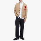 AMI Paris Men's A Heart Cardigan in Camel/Red