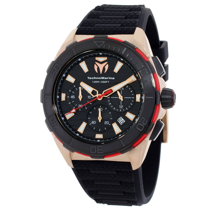 Photo: TechnoMarine Seven Seas Chronograph GMT Quartz Black Dial Mens Watch TM-725027
