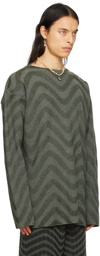 Isa Boulder SSENSE Exclusive Green & Gray Sweater