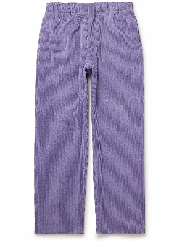Photo: ZEGNA x The Elder Statesman - Straight-Leg Cotton and Oasi Cashmere-Blend Corduroy Trousers - Purple