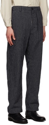 Engineered Garments Navy Striped Trousers