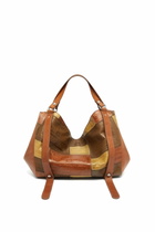 Diesel D-One-Medium top-handle bag in patchwork leather - Handbags - Unisex - Brown