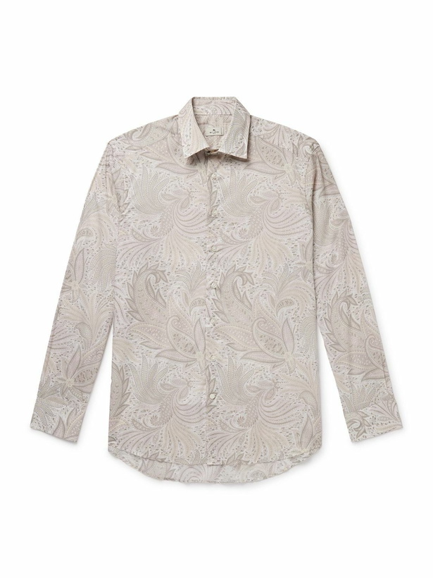 Photo: Etro - Slim-Fit Paisley-Print Cotton Shirt - Neutrals