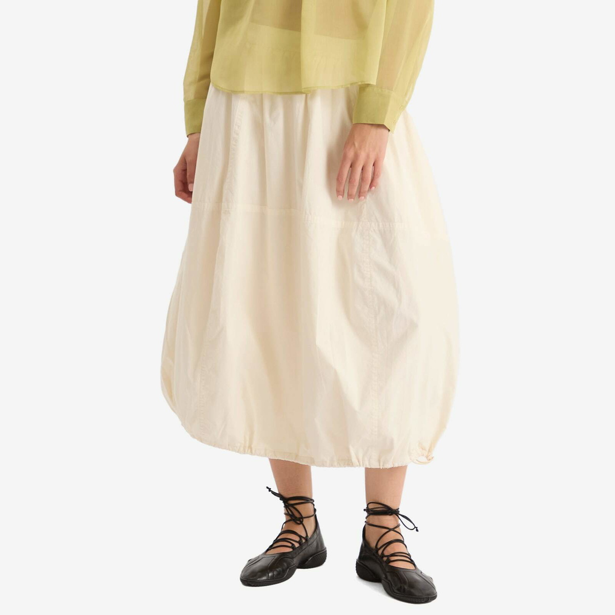 YMC Women's Parachute Maxi Skirt in Off White