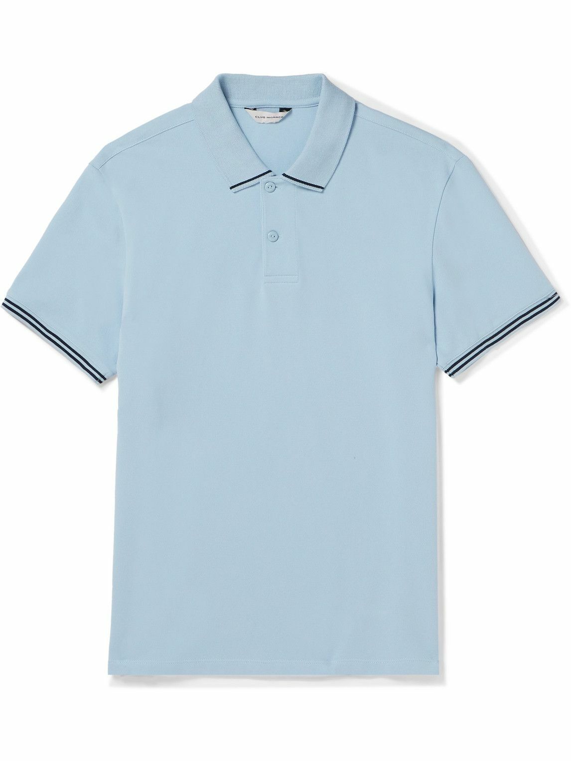 Club Monaco - Striped Stretch-Cotton Piqué Polo Shirt - Blue Club Monaco