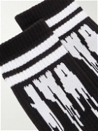 JW Anderson - Ribbed Jacquard-Knit Cotton-Blend Socks - Black