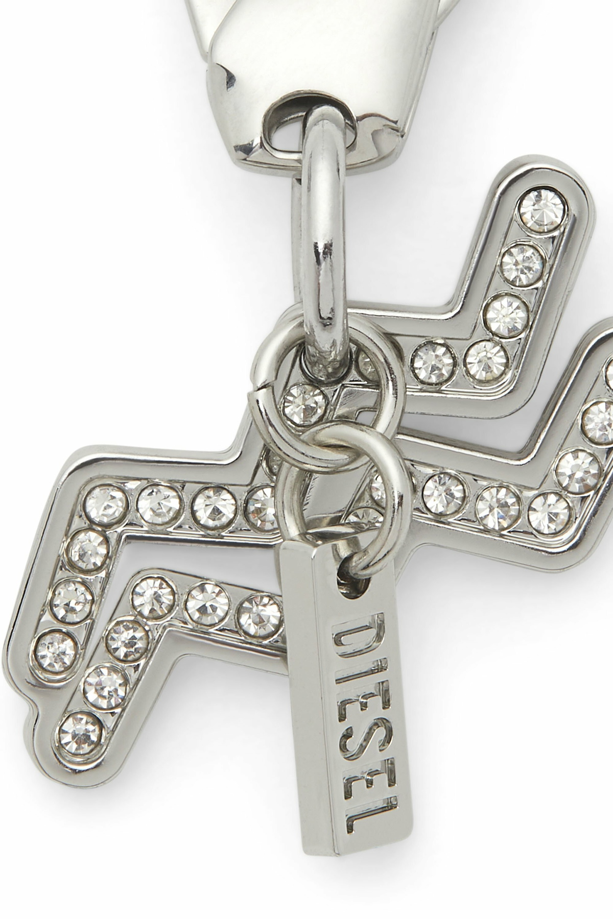 Diesel Metal Aquarius charm with rhinestones - Charms and Keyrings - Unisex - Silver