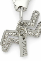 Diesel Metal Aquarius charm with rhinestones - Charms and Keyrings - Unisex - Silver