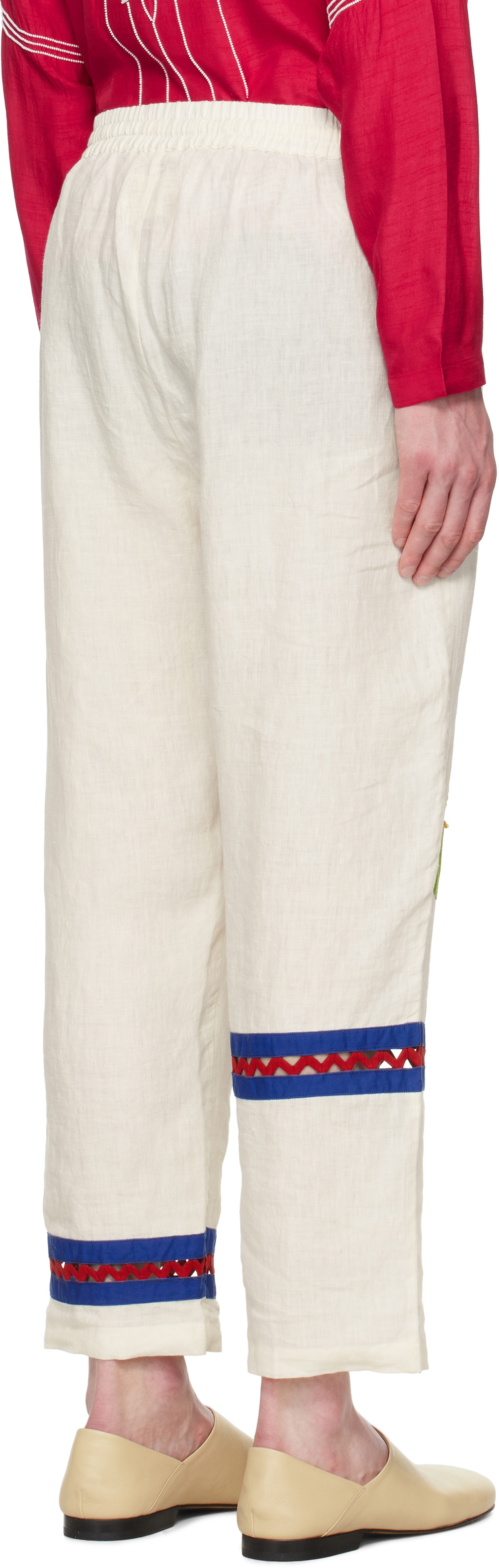 HARAGO Off-White Applique Trousers
