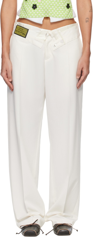 Photo: MM6 Maison Margiela Off-White Reverse Waistband Trousers