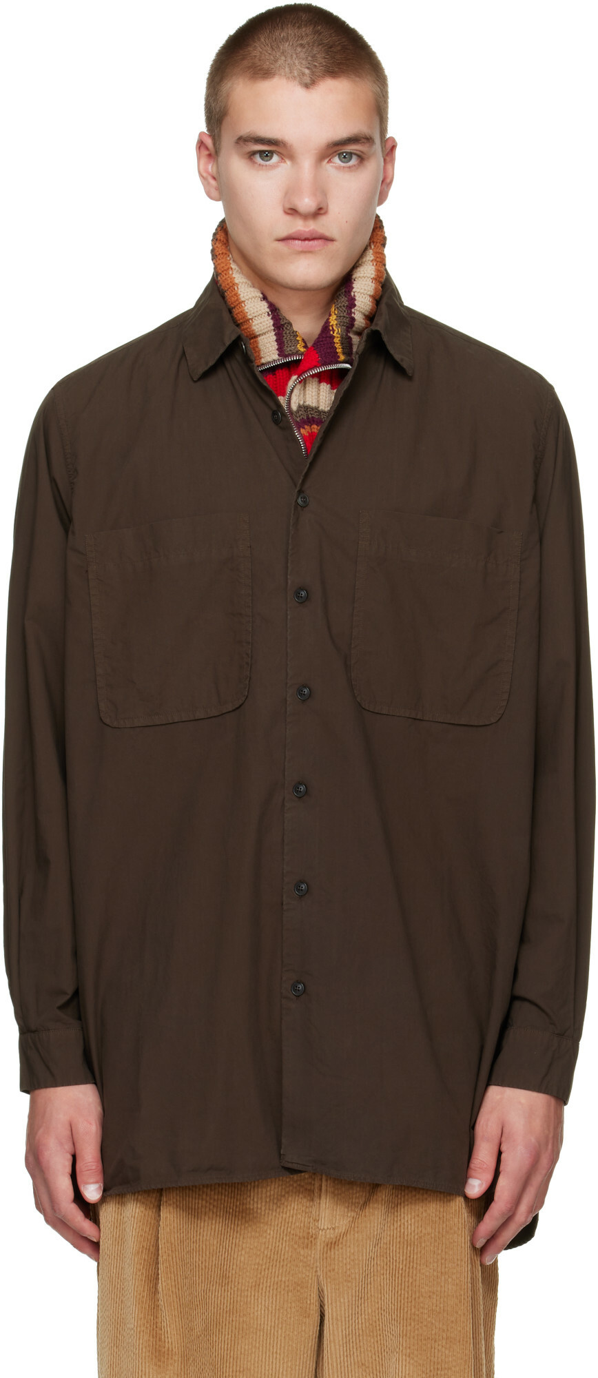 CASEY CASEY Brown Ikla Pocket Shirt