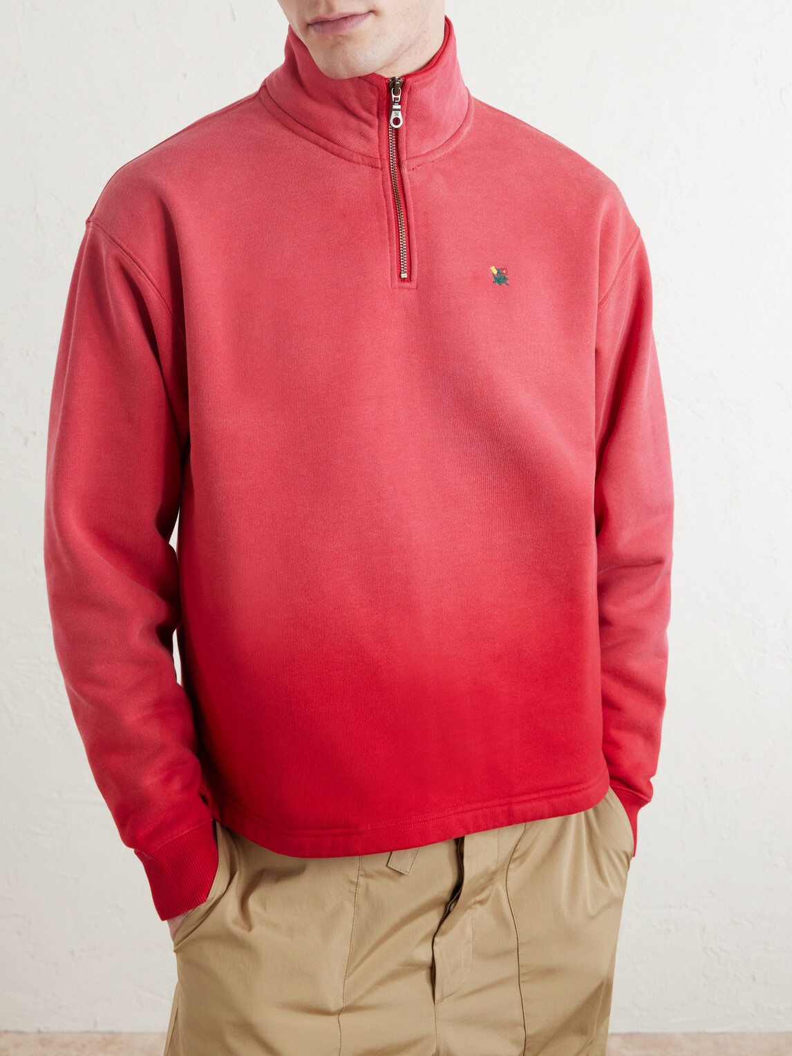 Aimé Leon Dore - Logo-Embroidered Cotton-Jersey Half-Zip Sweatshirt - Red