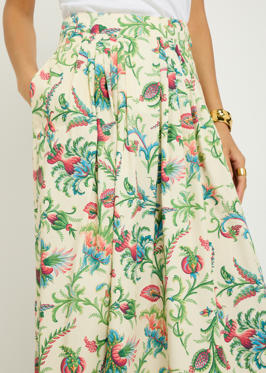 Etro Floral-print Cotton-poplin Maxi Skirt Multicoloured 1