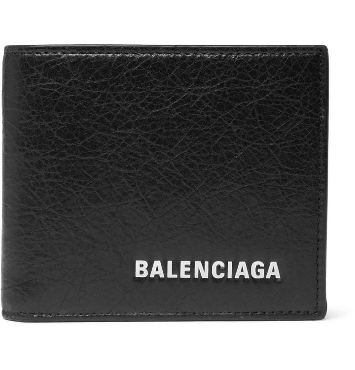 Photo: Balenciaga - Arena Logo-Print Creased-Leather Billfold Wallet - Men - Black