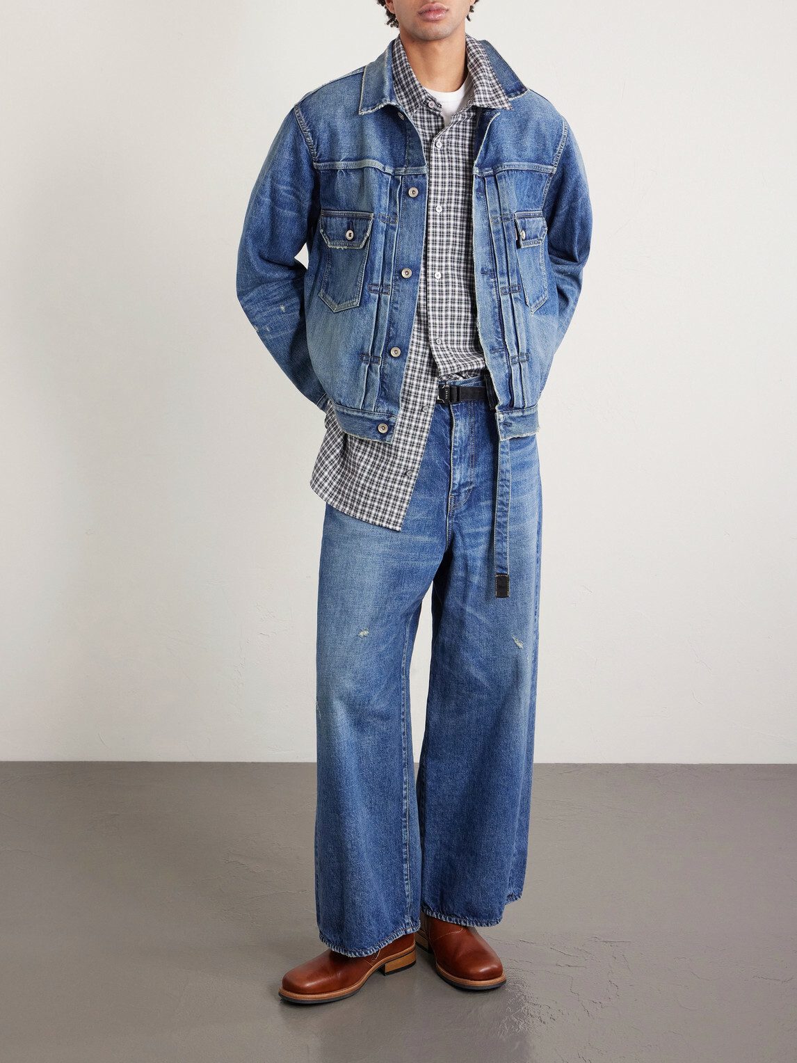 Sacai - BEYONDEXX Distressed Denim Jacket - Blue