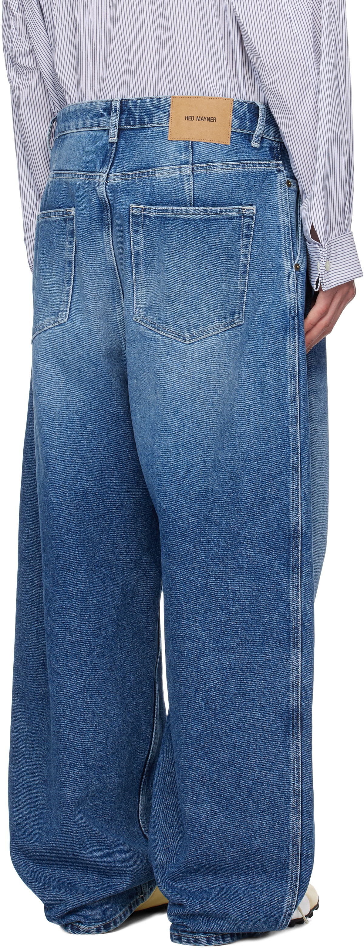Hed Mayner Blue Pleated Jeans Hed Mayner