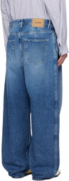 Hed Mayner Blue Pleated Jeans