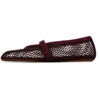 ALAÏA Burgundy Fishnet Suede Ballerina Flats