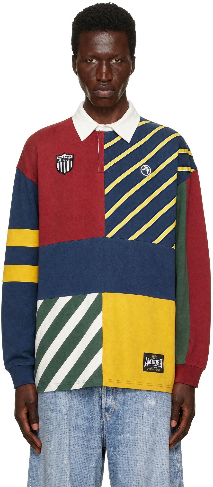 AMBUSH Multicolor Patchwork Rugby Polo