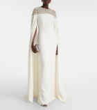 Oscar de la Renta Caped embellished silk-blend gown