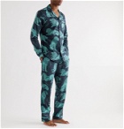 Desmond & Dempsey - Circe Piped Printed Cotton Pyjama Trousers - Blue