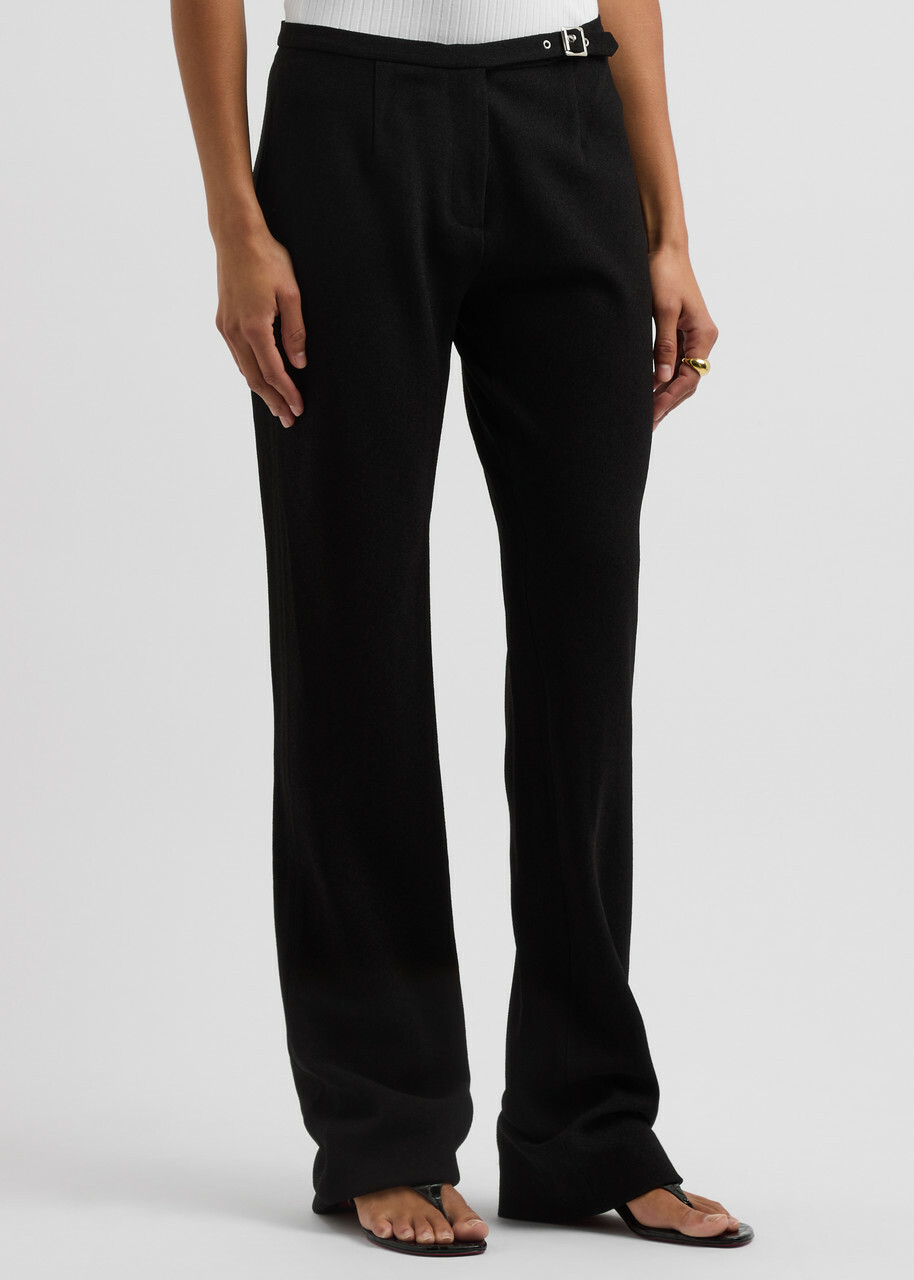 Paris Georgia Sleek Belted Slim-leg Trousers Black