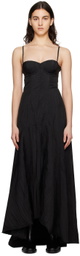Olēnich Black Asymmetric Maxi Dress