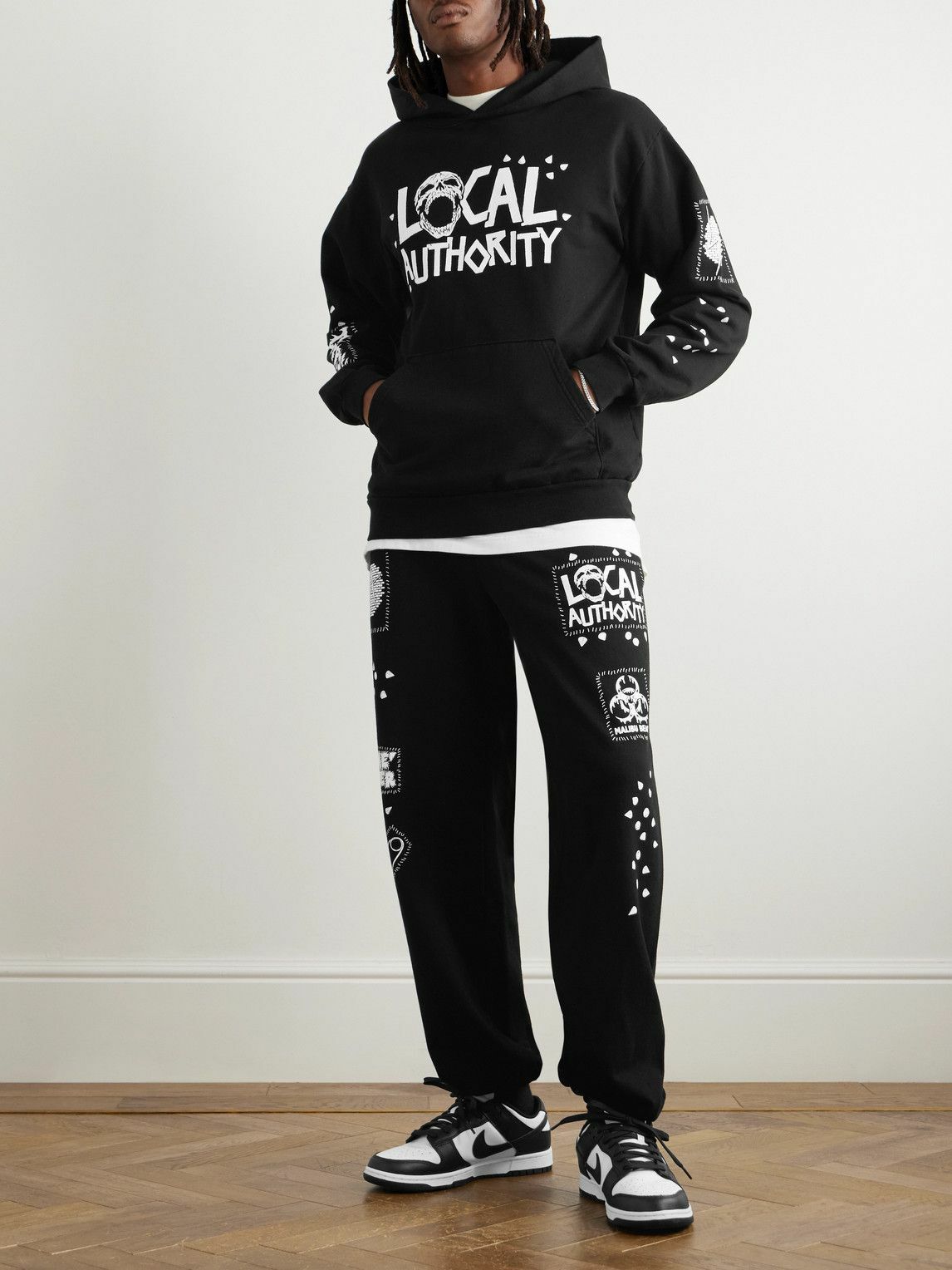 Local Authority LA - Stud Skull O Logo-Print Cotton-Jersey Hoodie - Black