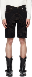 Juntae Kim Black Petal Denim Shorts