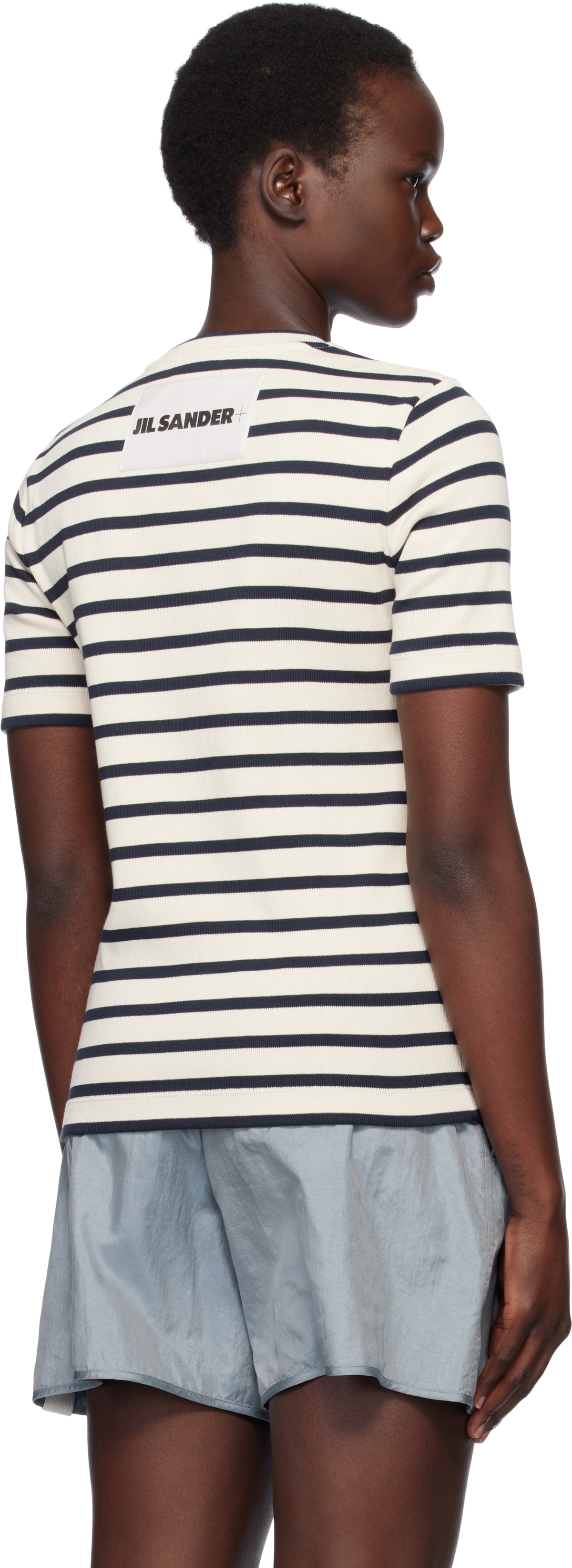 Jil Sander Off-White & Navy Crewneck T-shirt