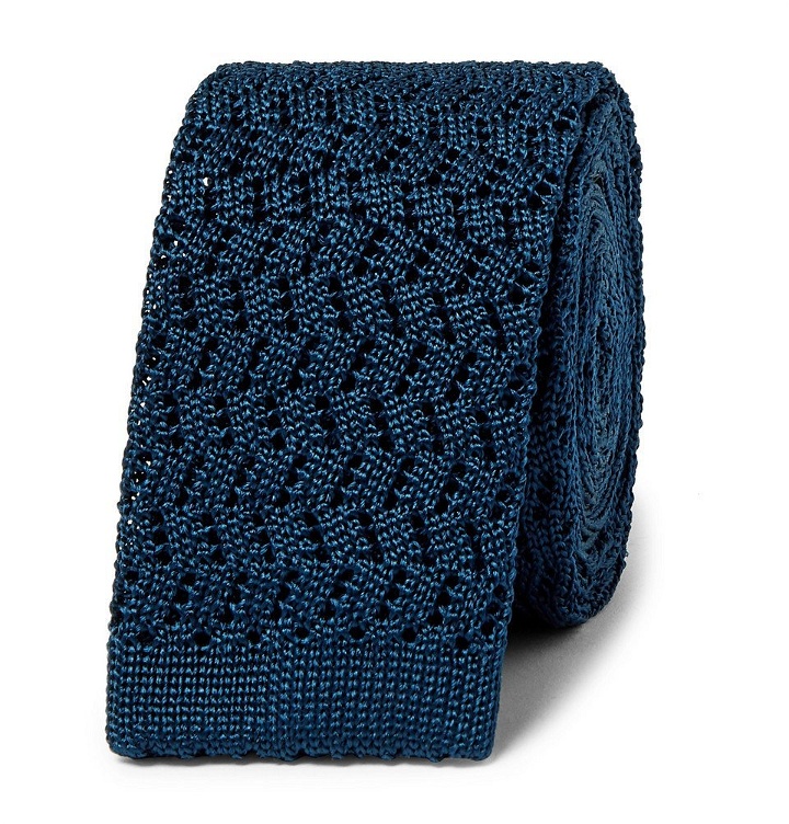 Photo: Rubinacci - 6cm Knitted Silk Tie - Navy