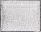 Valentino Garavani Silver VLogo Signature Laminated Grainy Calfskin Card Holder