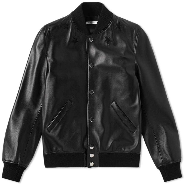 Photo: Givenchy Leather Star Collar Bomber Jacket Black