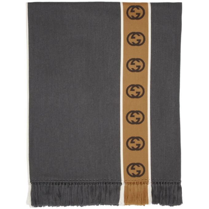 Photo: Gucci Grey and Beige Wool Poncho