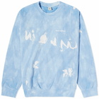 Sporty & Rich Serif Logo Tie Dye Crew Sweat in Hydrangea/White