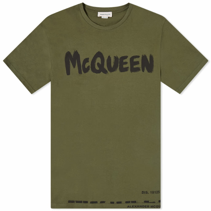Photo: Alexander McQueen Men's Graffiti Logo T-Shirt in Khk&Mlt