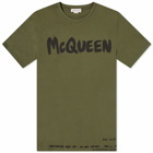 Alexander McQueen Men's Graffiti Logo T-Shirt in Khk&Mlt