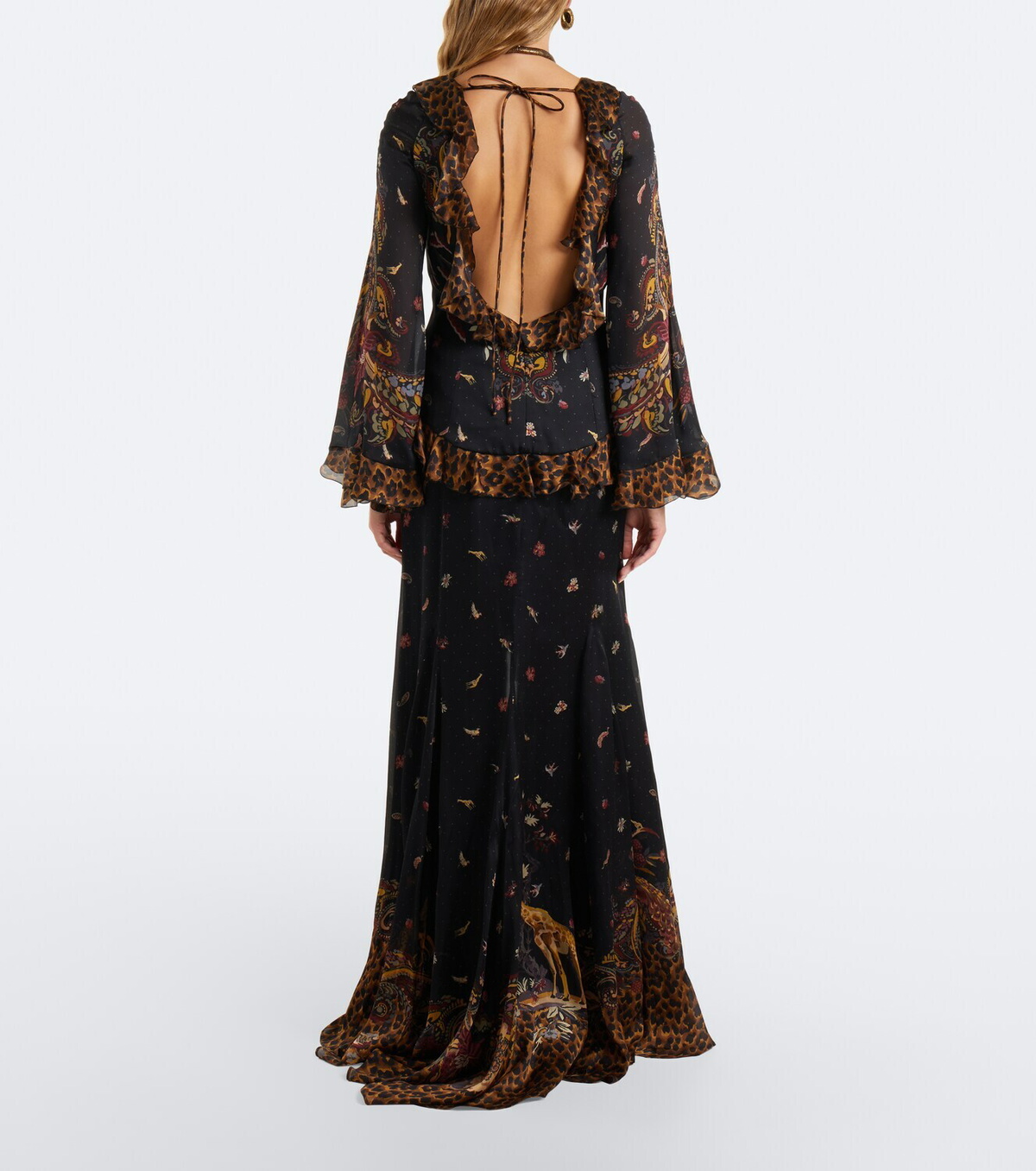 Etro Printed ruched silk maxi dress