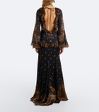 Etro Printed ruched silk maxi dress