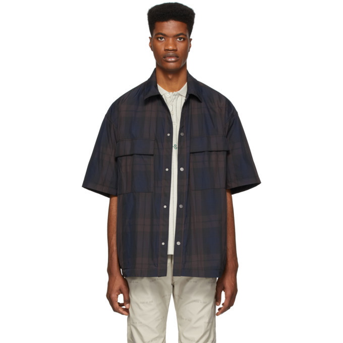 Fear of God Black and Navy Oversized Nylon Shirt