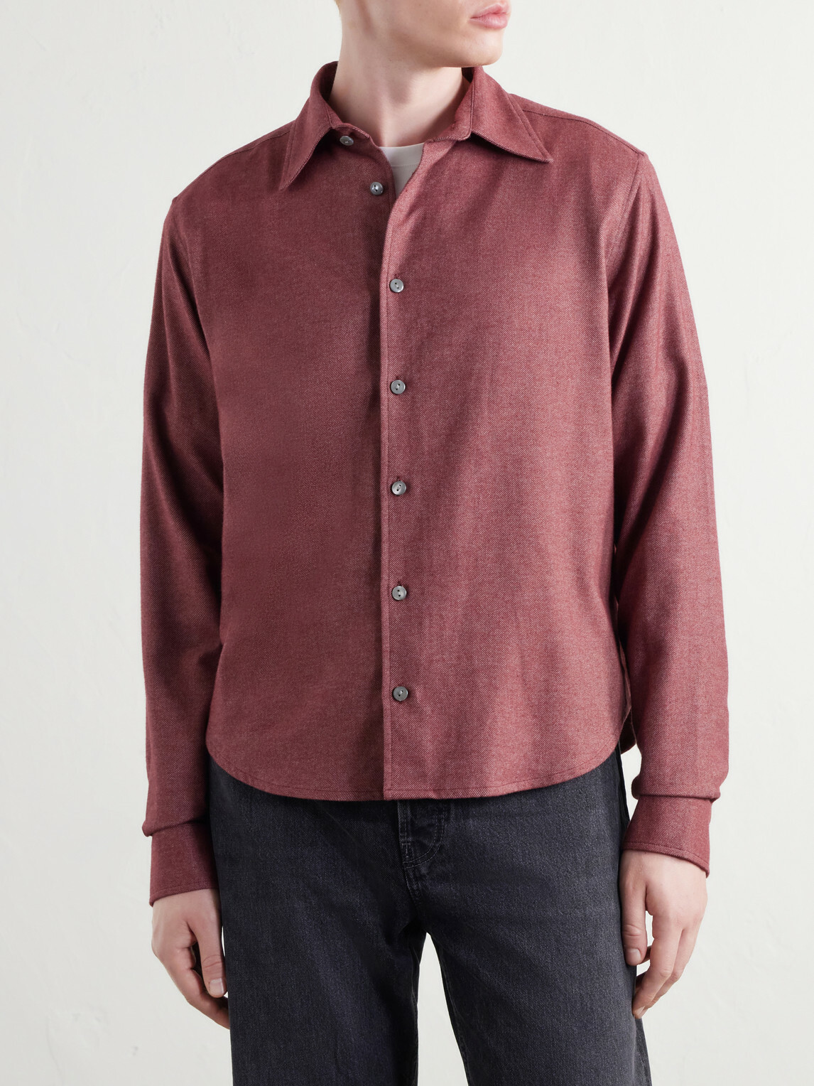 SECOND / LAYER - Brushed Cotton Shirt - Red